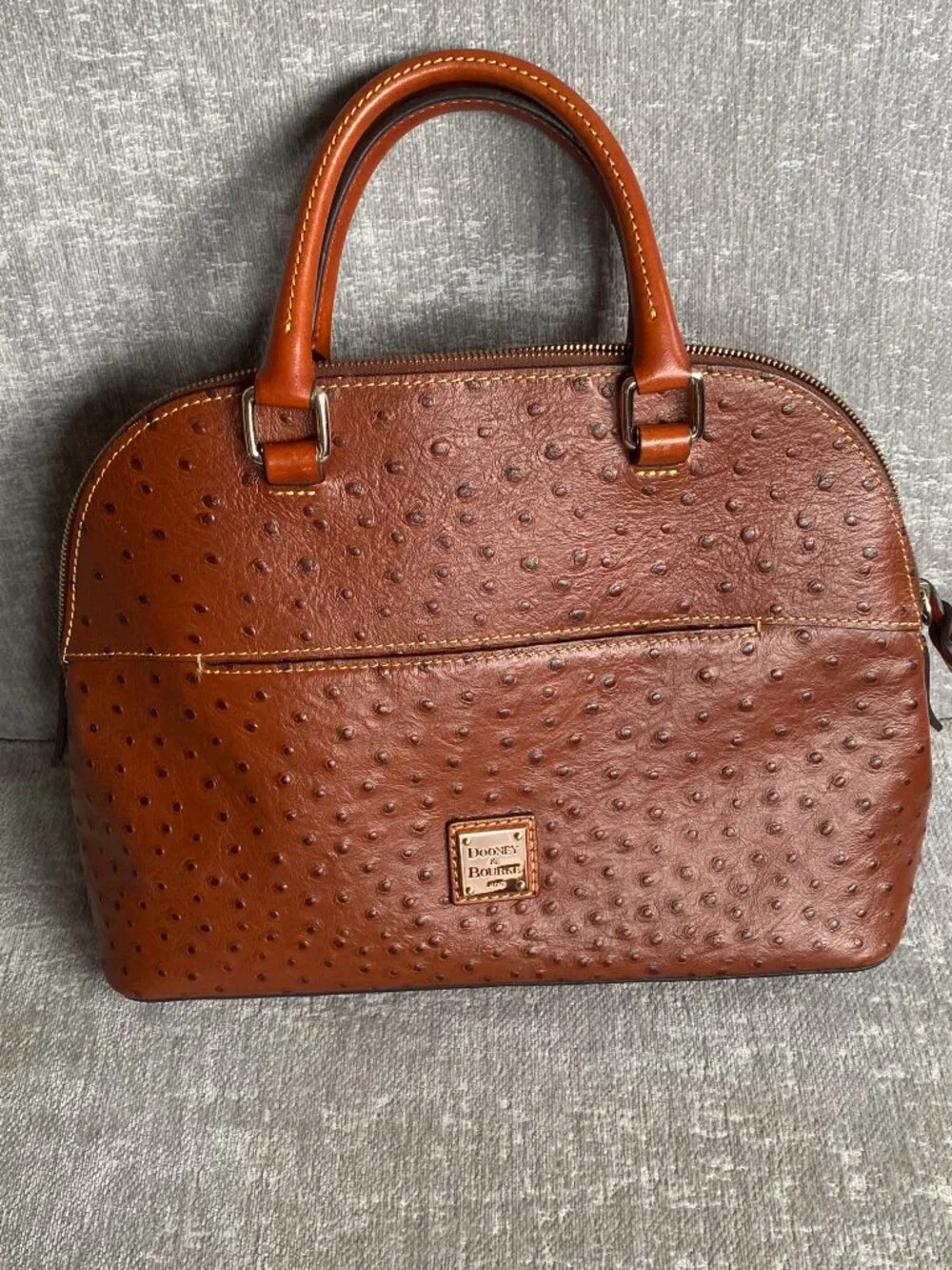 Dooney & Bourke Ostrich Embossed Leather Domed Zipped Satchel